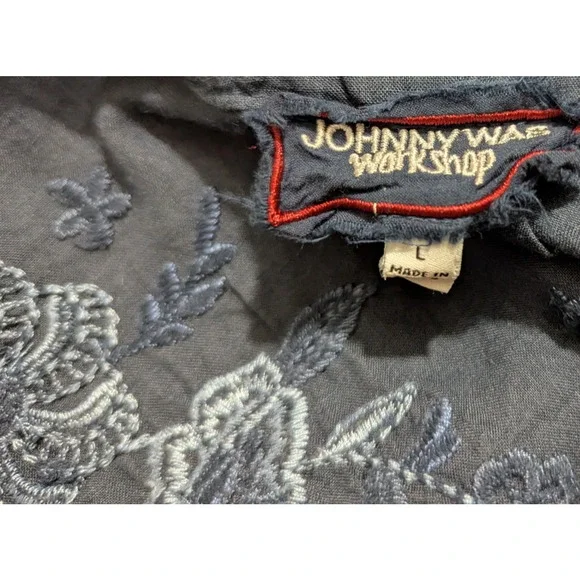 Johnny Was Workshop sz L Maxi Dress asymmetric hem blue button front tank 4035 - Picture 7 of 8